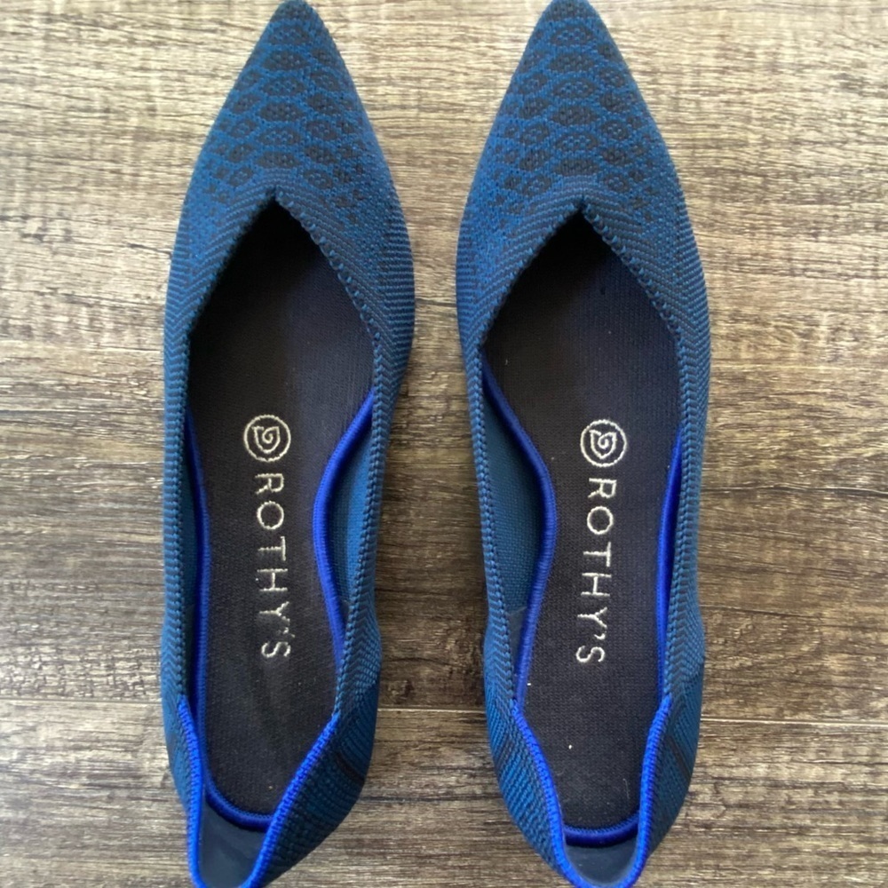 Rothy’s The Point Flat Lapis Python Blue Size 6.5… - image 1